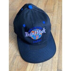 Vintage Hard Rock Cafe Paris Hat Snap Back Black Love All Serve All Earth Logo
